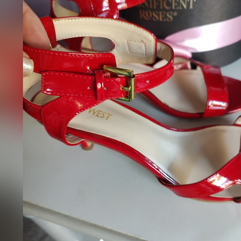 Nine West Red Patent Kitten Heel "Off Da Hook,"